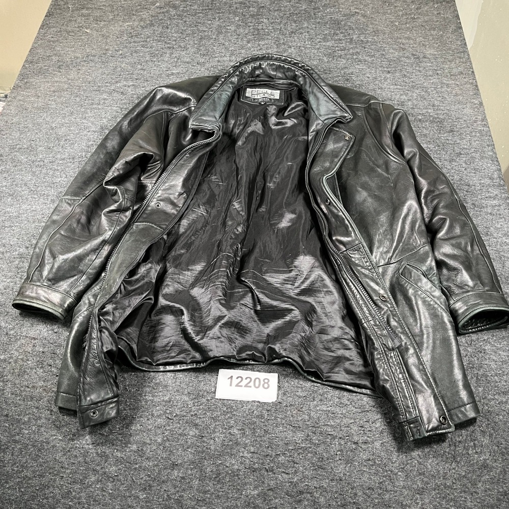 Pelle Studio Wilsons Leather Mens XL Black Leather Jacket Coat Mid Length Zip Up